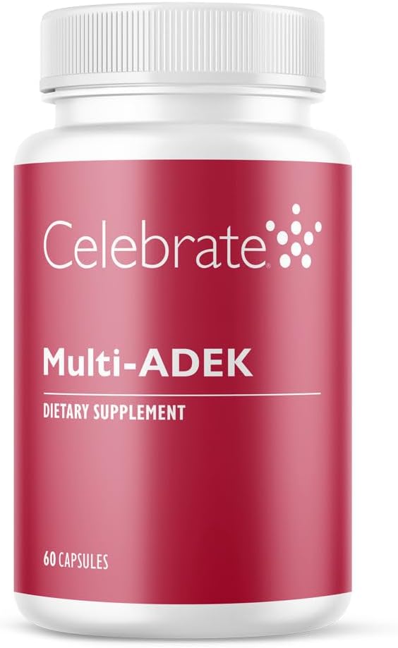 Celebrate Vitamins Multi ADEK, Iron Free – Daily Bariatric Multivitamin, High Level of Vitamins A, D, E, K & B12 for Duodenal Switch Surgery Patients (60 Capsules)