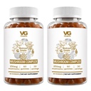VITA GLOBE Mushroom Complex Gummies with Reishi, Lions Mane Mushrooms, Chaga, Cordyceps & More, Mushroom Supplement for Immune Defense, Energy & Brain Function Support, 250mg, 120 Count (Pack of 2)