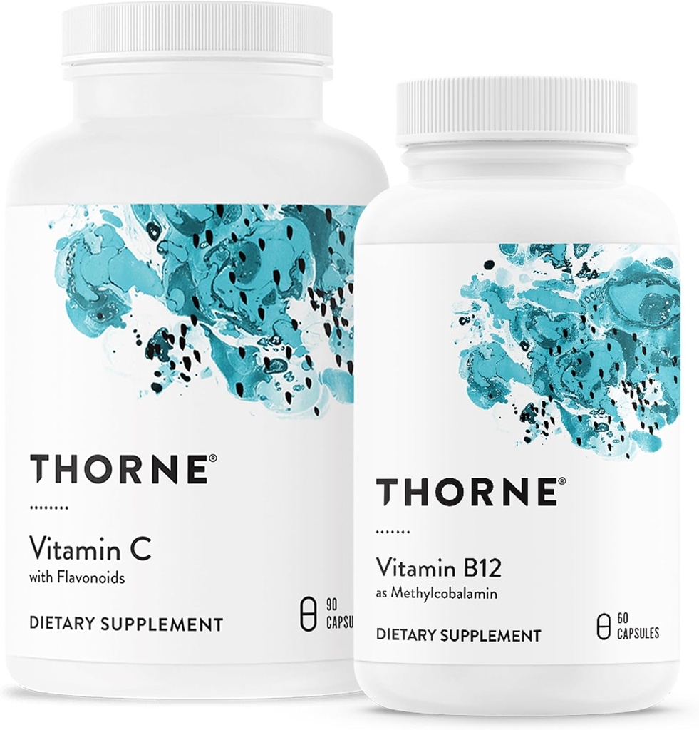 THORNE - Wellness Bundle - Vitamin C & B12 - Supports Heart, Nerve, Immune, and Tissue Health - 60 to 90 Servings