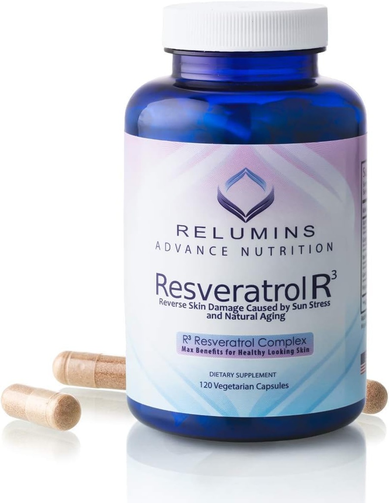 Relumins Resveratrol 600mg Supplement – High-Potency Antioxidant with Grape Seed & Red Wine Extract – Supports Skin, Heart Health & Immune System – 120 Vegan Capsules