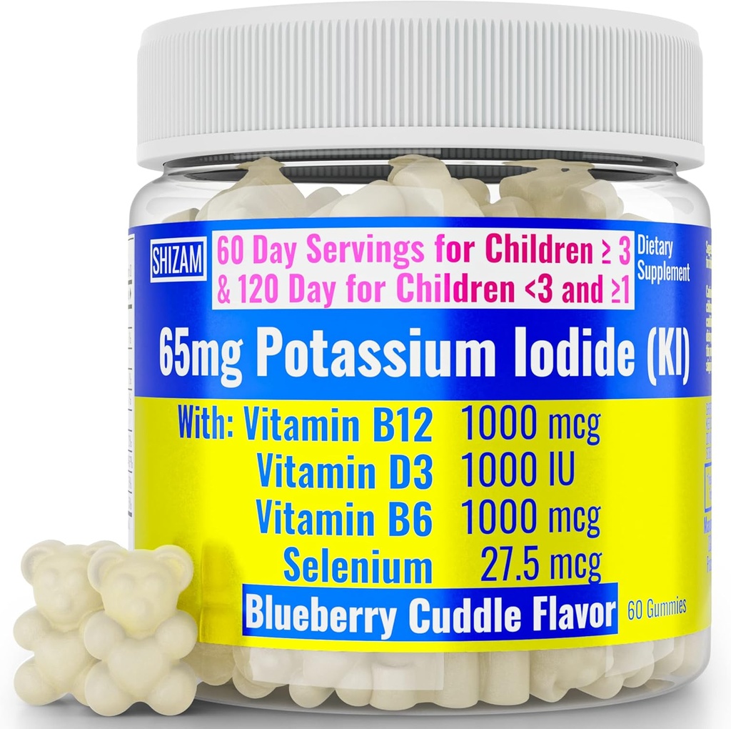 SHIZAM Potassium Iodide Gummies 130mg 65mg Nuclear Survival Kit Kits KI Iodine Supplement Supplements Tablets Tablet Capsule Capsules Tincture Pills Pill Powder Powders Shield Alt 130 65 mg