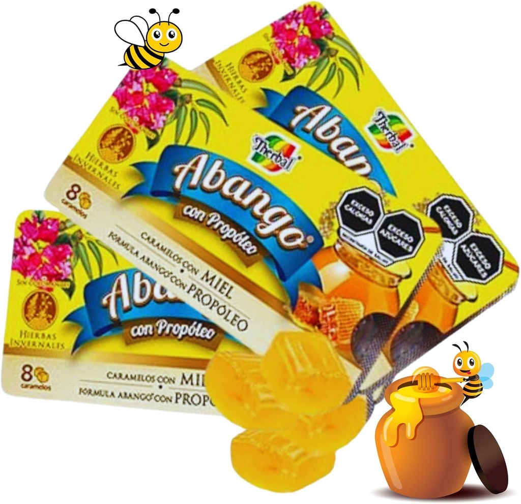 Abango & Propolis Cough Drop Trays - 8 Individually Wrapped Drops Each - Winter Herbal Blend, Delicious Flavor (3 Pack) - Dulces para la TOS con Abango & Propóleo - Dietary Supplement