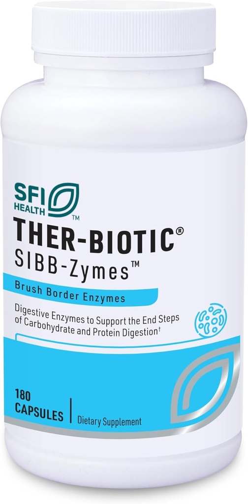Klaire Labs SFI Health Sibb-Zymes Brush Border Digestive Enzymes for Digestion - Peptidase/Protease Enzymes Complex - Supports Optimal Carb & Protein Digestion - Gluten Free (180 Capsules)