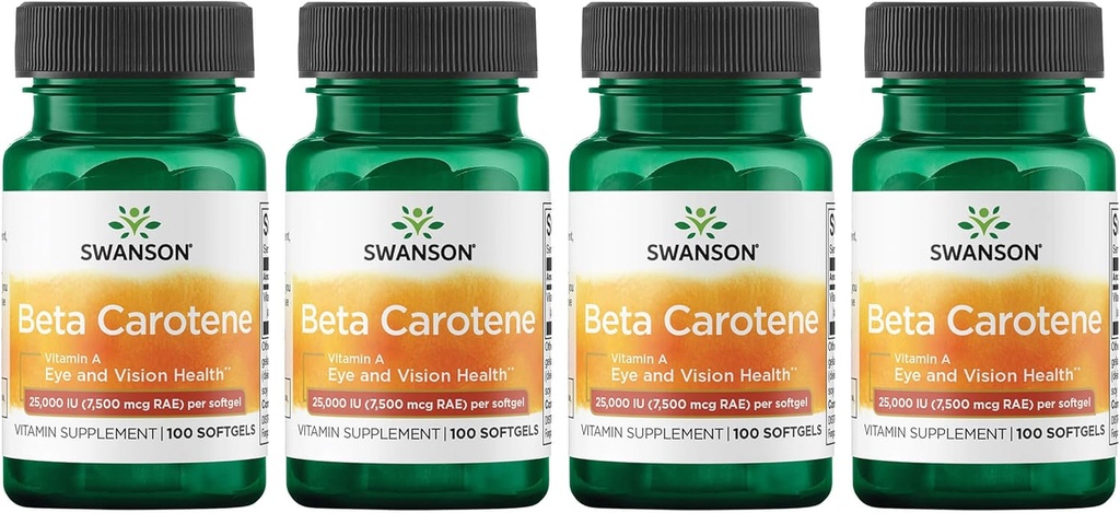 Swanson Beta-Carotene (Vitamin A) 25000 Iu (7500 mcg) 100 Sgels (4 Pack)