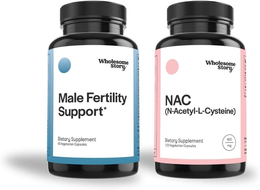 Wholesome Story His Basic Fertility Bundle: Fertility Supplements for Men | NAC Supplement N-Acetyl Cysteine 600 mg