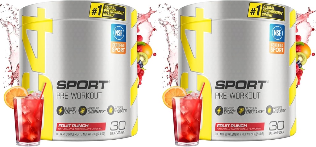 Cellucor C4 Sport Pre Workout Powder Fruit Punch - NSF Certified for Sport | 30 Servings, Packaging May Vary. (Pack of 2)