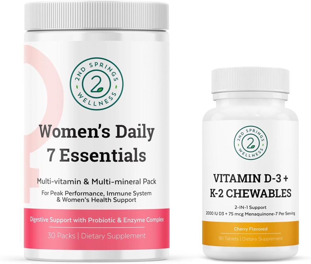 Women's Daily 7 Essentials & Vitamin D3 + K2 Chewables Bundle
