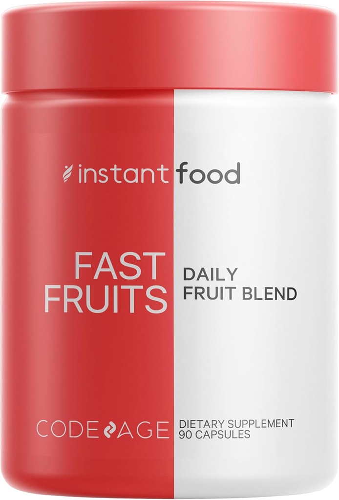 Codeage Instantfood Fast Fruits, Over 15 Fruits Powders Equivalent All-in-One, Vegan Daily Whole Food Vitamins - Berries, Antioxidant Polyphenols & Bioflavonoid Multivitamin, Non-GMO, 90 Capsules