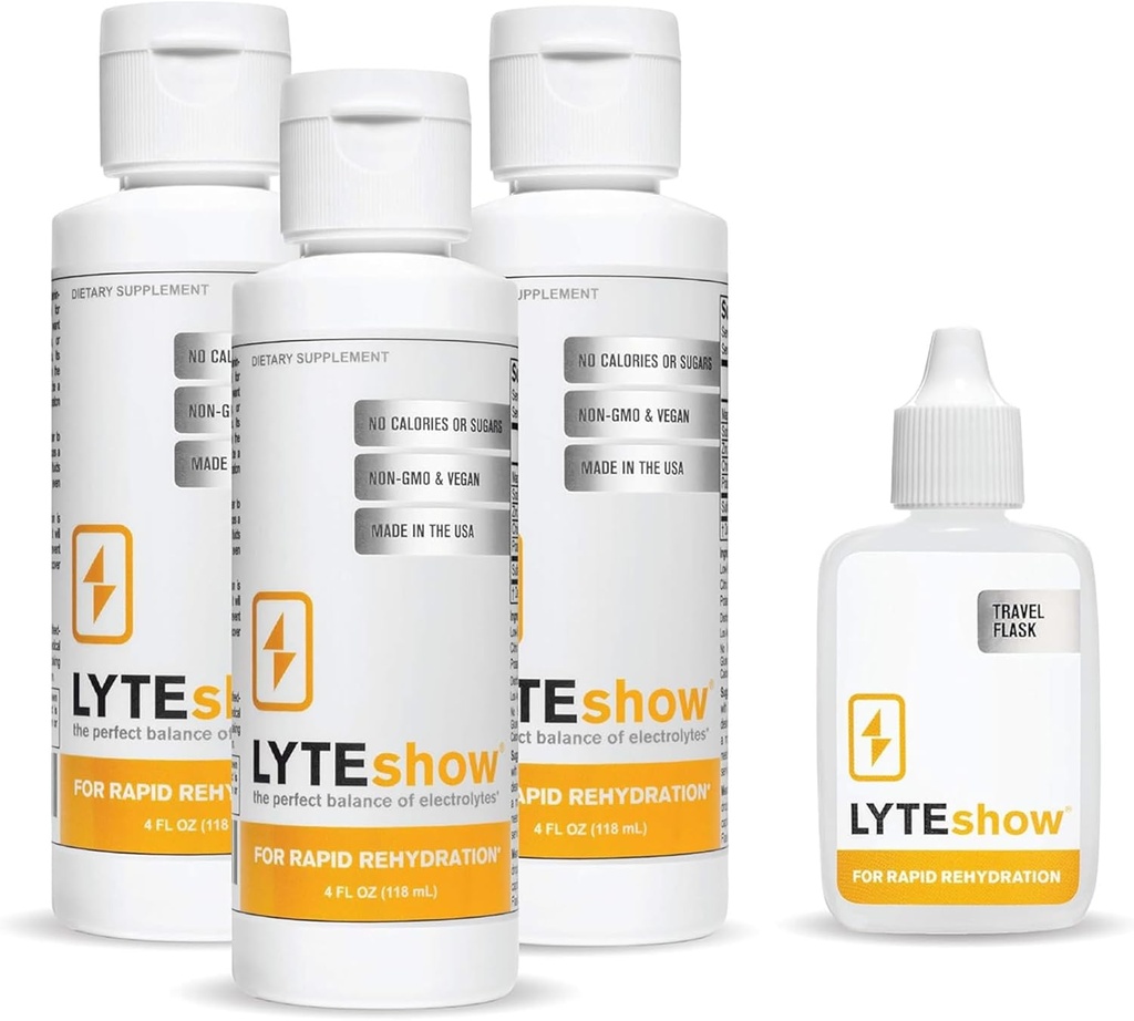 LyteShow Sugar-Free Electrolyte Supplement, 3 Pack, 120 Servings - Keto Friendly, Zinc and Magnesium for Rapid Rehydration, Workout, Muscle Recovery and Energy - Vegan