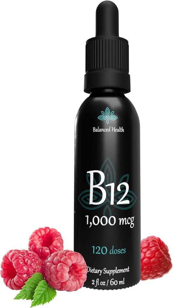 B12 1,000 mcg, 2oz 120 Servings, Raspberry Flavor, Methylcobalamin Sublingual Drops