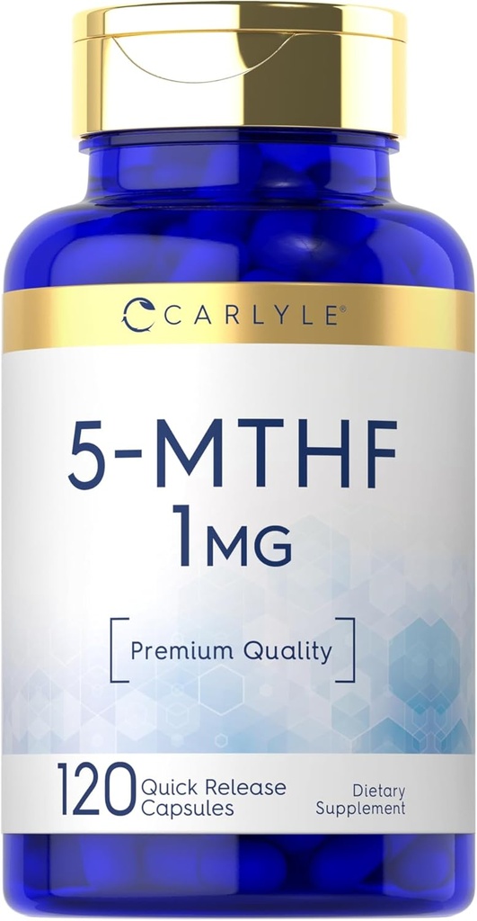 Carlyle 5-MTHF L Methylfolate 1mg | 120 Capsules | Non-GMO, Gluten Free | Premium Quality