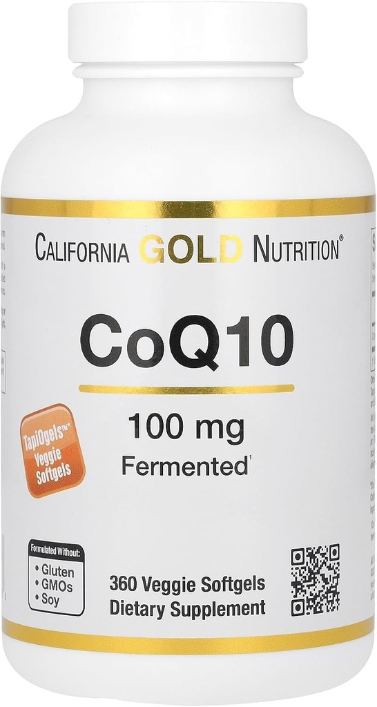 California Gold Nutrition CoQ10 100 mg, Coenzyme Q10 Ubiquinone USP, Supports Mitochondrial Function*, 360 Veggie Softgels