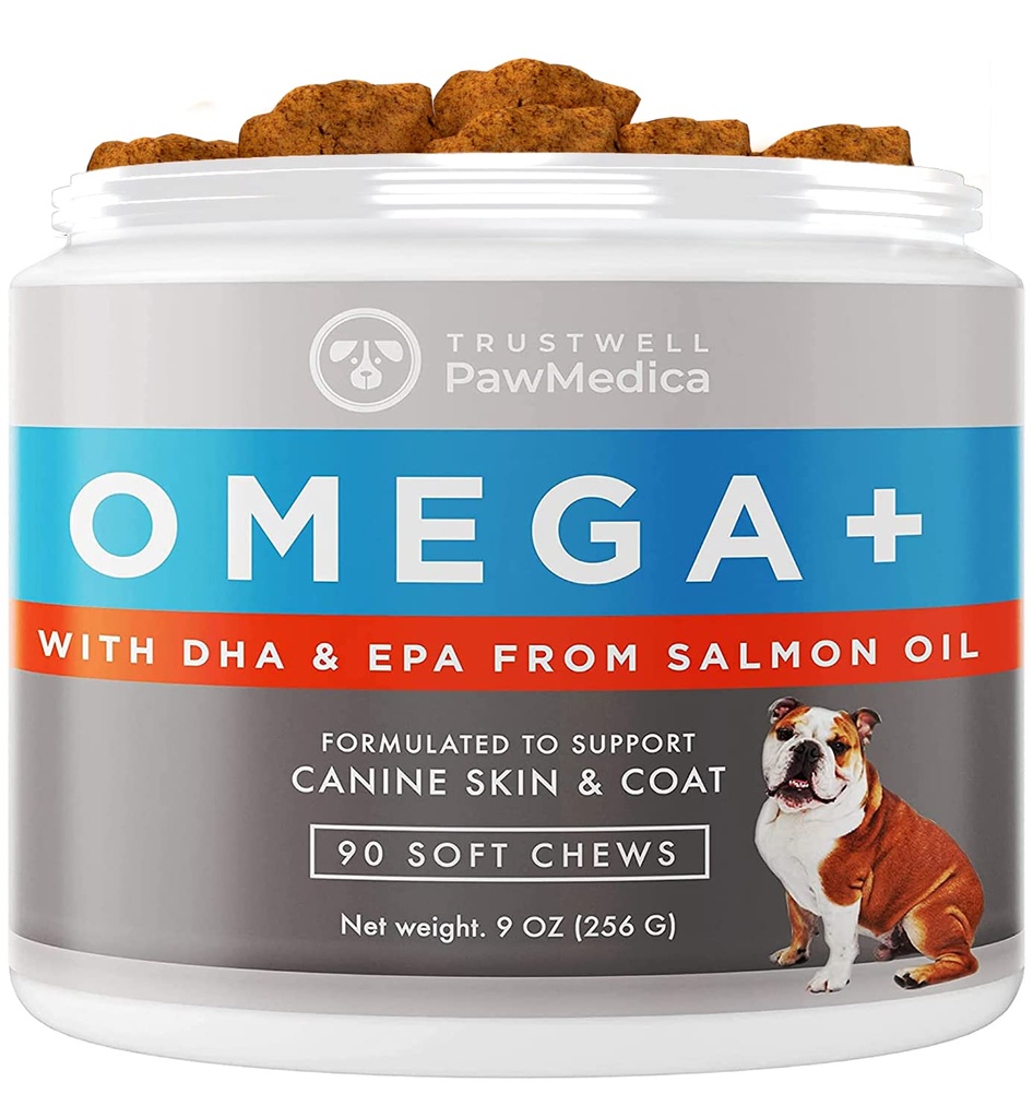 PawMedica Omega 3 Chews for Dogs - Skin & Coat Support, 90 Count | Fish Oil, Omega 3 6 9 Vitamin Chews With DHA and EPA - Helps With Dryness, Itchiness And Shedding, Made in USA