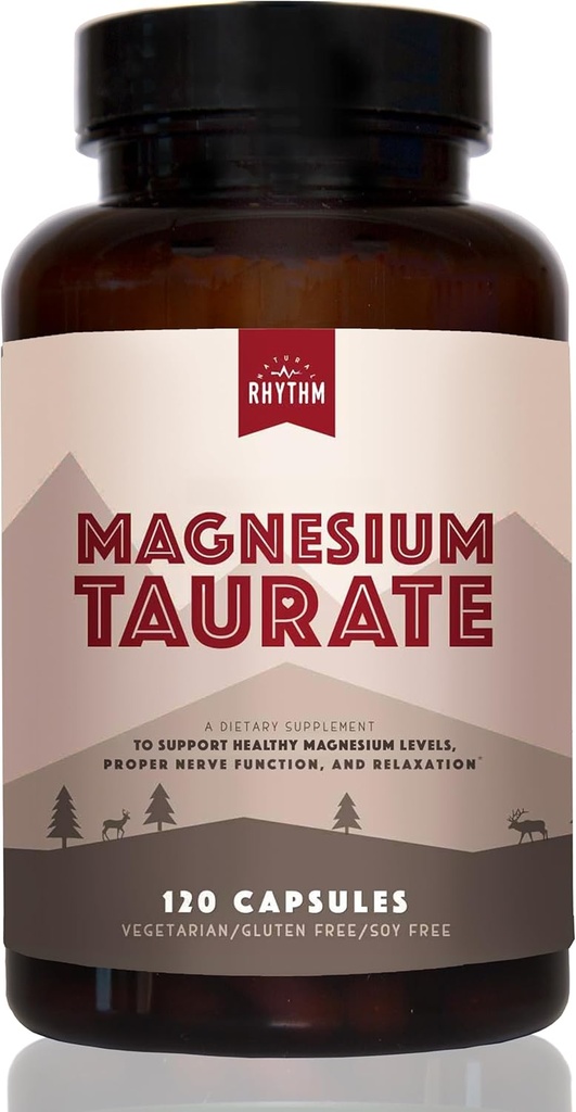 Natural Rhythm Magnesium Taurate, High Absorption Taurate, 750mg (150mg of Elemental Magnesium) 120 Capsules
