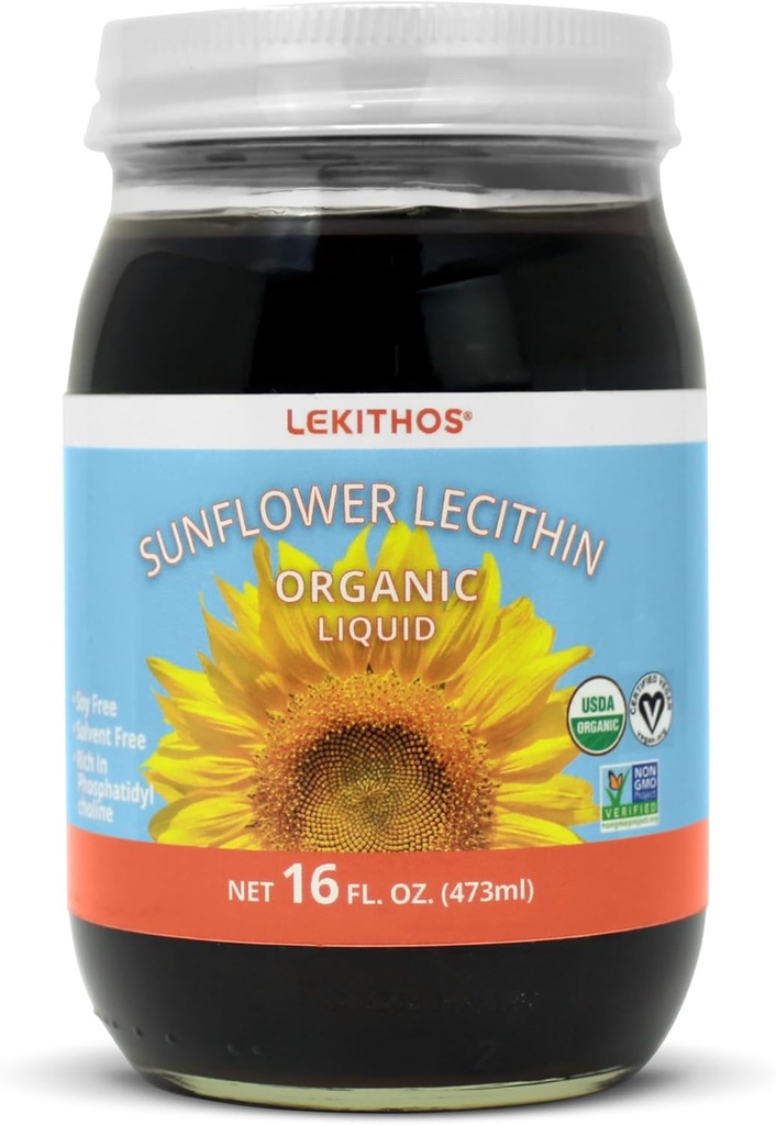 Organic Sunflower Lecithin Liquid - 16 fl oz - Certified USDA Organic - Cold Pressed (Solvent Free) - Non-GMO Project Verified