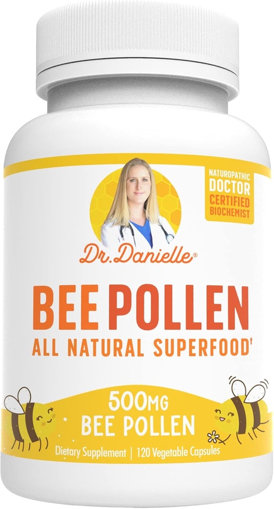Bee Pollen from Dr. Danielle, Natural Bee Pollen Supplement, 500mg, 120 Veggie Capsules