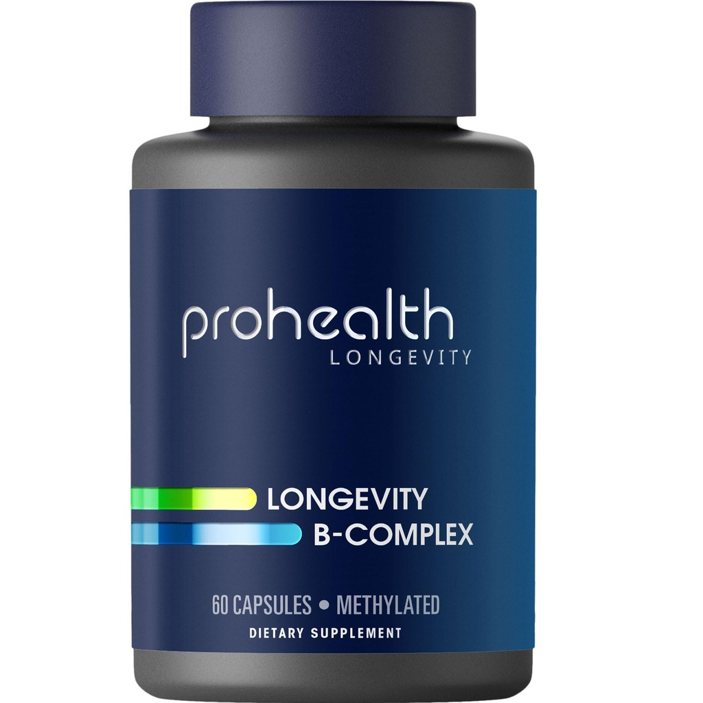 ProHealth Longevity B-Complex | 60 Capsules | Activated, Methylated, & Food-Based Vitamins with Benfotiamine & Shilajit for Energy, Mood & Cellular Support | USA Manufactured, Triple Lab-Tested