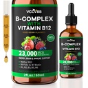 Vitamin B Complex Drops, Active B12 Methylcobalamin 5000mcg, B6, B1, B2, B5, B7, B3, Folate with Vitamin C, B12 Sublingual Liquid Fast Absorption | Boost Energy, Focus & Immunity, Vegan | 60 Servings