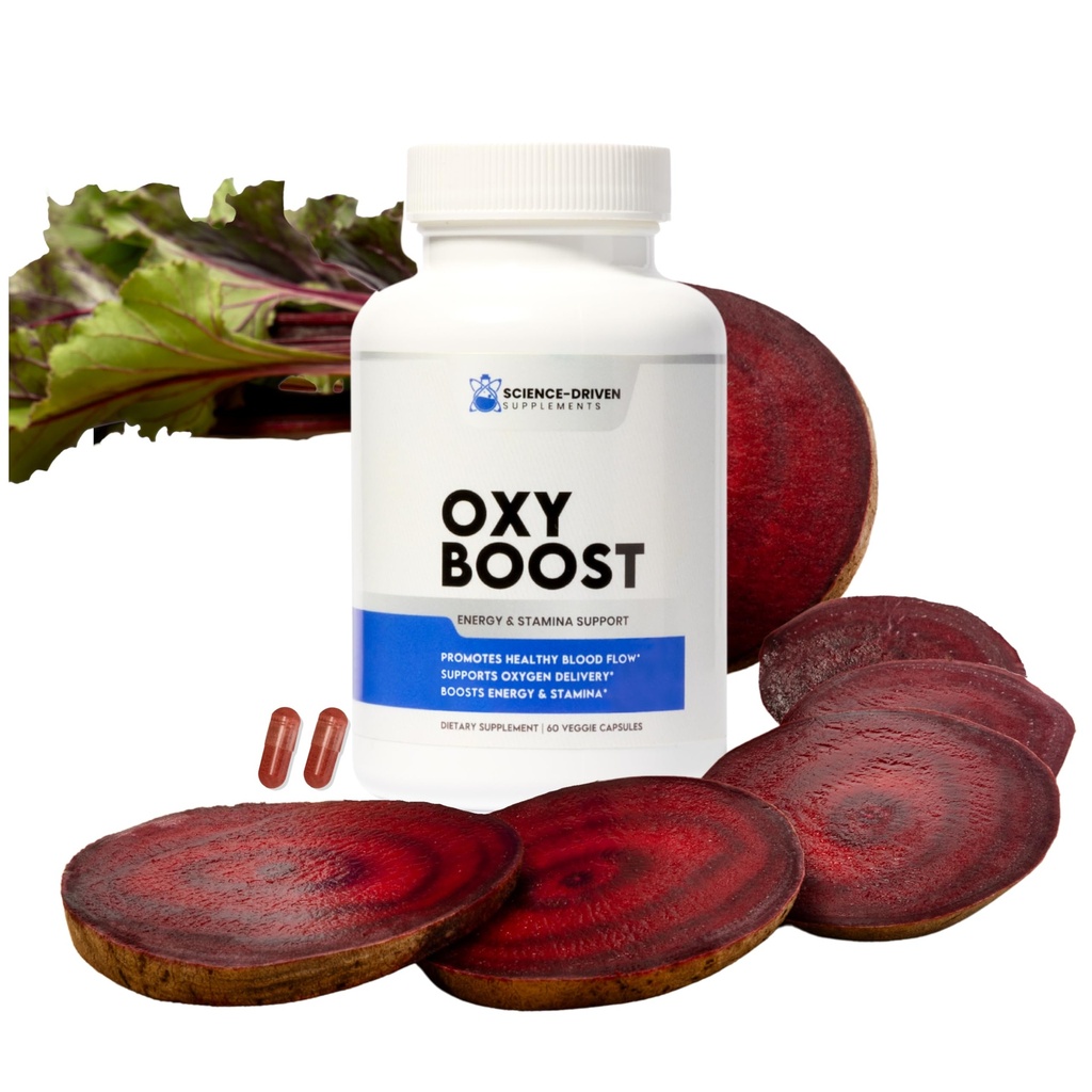 Beet Root Supplement | Nitric Oxide for Energy, Circulation & Heart Health – Supports Stamina, Oxygen Flow & Brain Clarity | Vegan, Non-GMO | OxyBoost (60 Capsules)