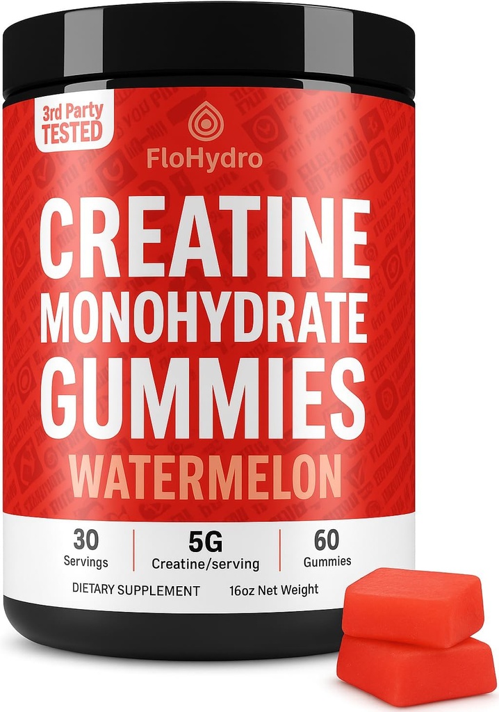 Creatine Gummies | 5g Creatine in 2 Gummies | Zero Sugar Creatine Monohydrate | 3rd-Party Lab Tested | Clean Ingredients