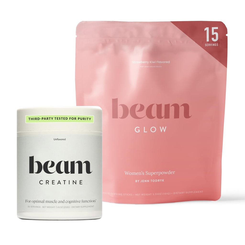 Beam Glow & Creatine Bundle, Hormone Balance, Energy & Muscle Support for Women, Hair, Skin, Nails, Hydration, Vegan, No Sugar, Third Party Tested