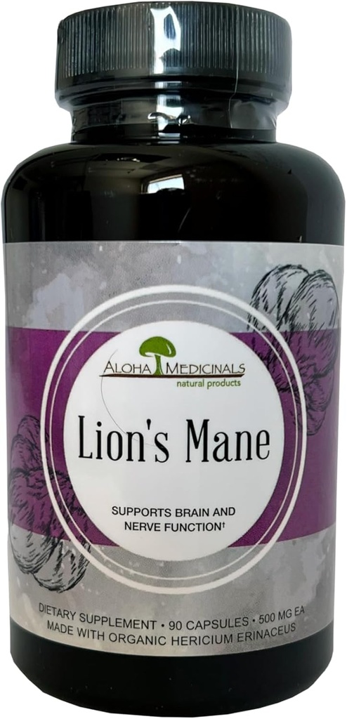 Lion’s Mane, Certified Organic Mushroom Supplement,Supports Memory and Concentration, Pack of 1, 90 Capsules Each