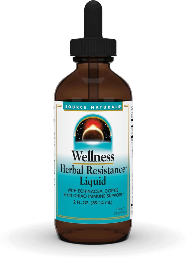 Source Naturals Wellness Herbal Resistance Liquid - with Echinacea, Coptis, and Yin Chiao, Immune Support* - 2 Fluid oz