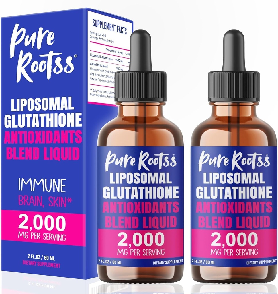 Liposomal Glutathione Liquid Supplement (Pack of 2), 98% Absorption, with Vitamin C, L- Glutathione, 2 Fl Oz per Bottle