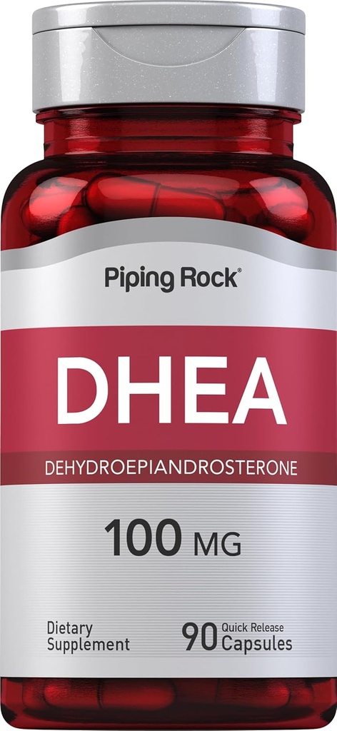 Piping Rock DHEA Supplement for Men and Women | 100mg | 90 Capsules | Dehydroepiandrosterone | Non-GMO, Gluten Free