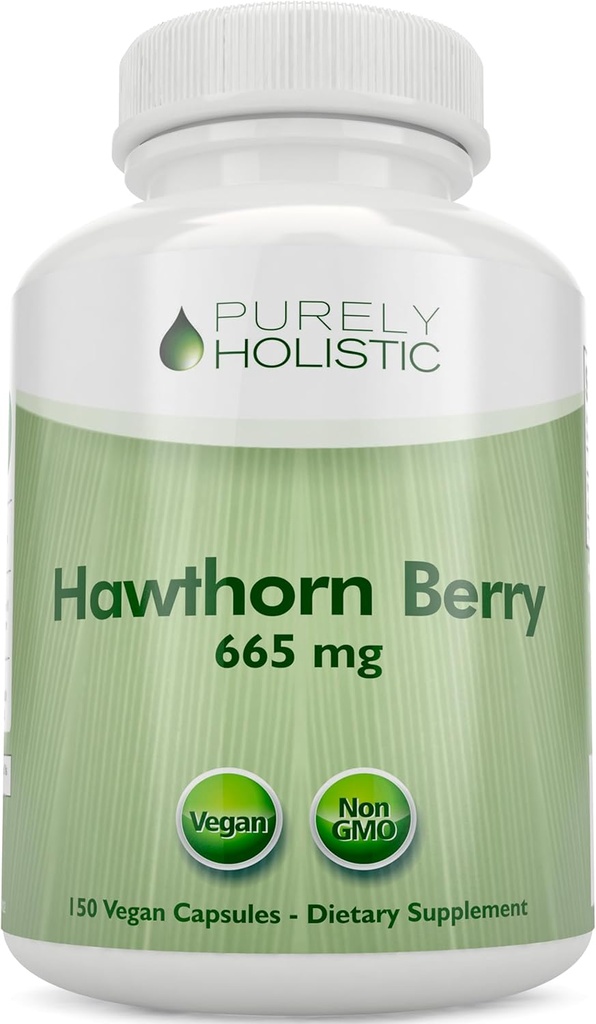 Purely Holistic Hawthorn Berry - 150 Vegan Capsules - 5 Month Supply - High Strength 4:1 Extract - Non-GMO Hawthorne Supplement - Supports Cardiovascular & Digestive Health