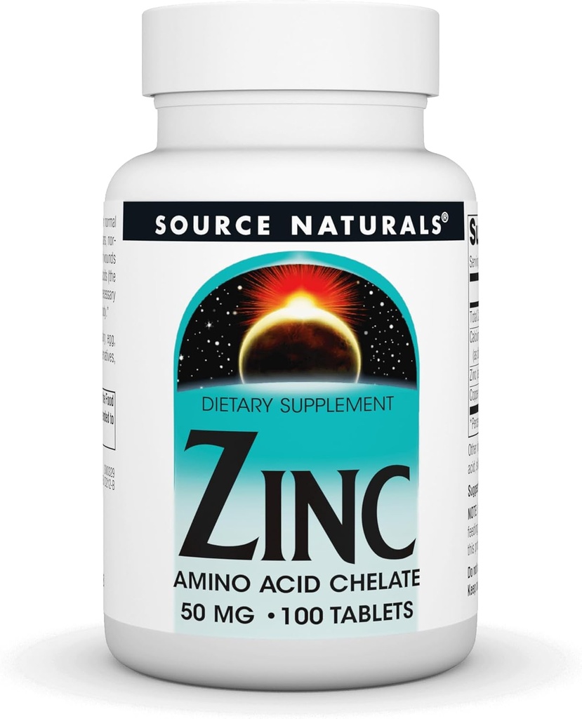 Source Naturals Zinc Amino Acid Chelate - 50mg - 100 Tablets
