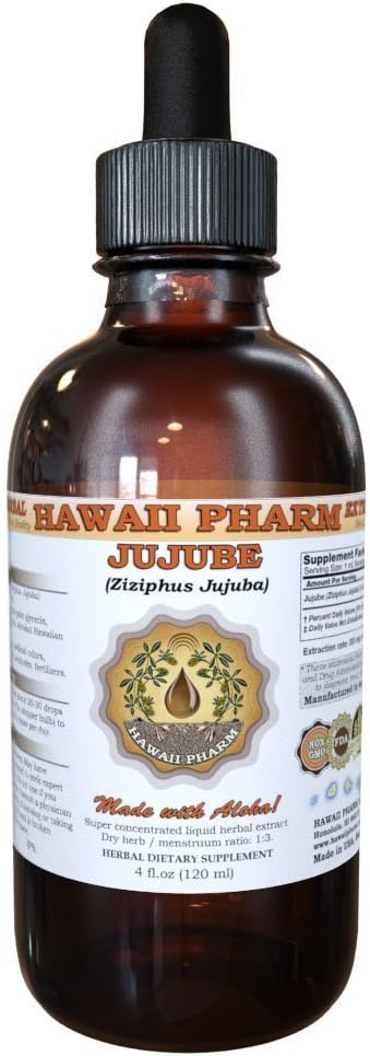 Jujube Liquid Extract, Jujube (Ziziphus Jujuba) Dried Fruit Powder Tincture Supplement 4 oz