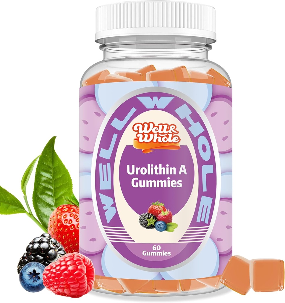Well&Whole Urolithin A Gummies 1000mg with CoQ10 and Resveratrol, Mitochondrial Supplements, Muscle Support, Non GMO, Vegan, 60 Counts
