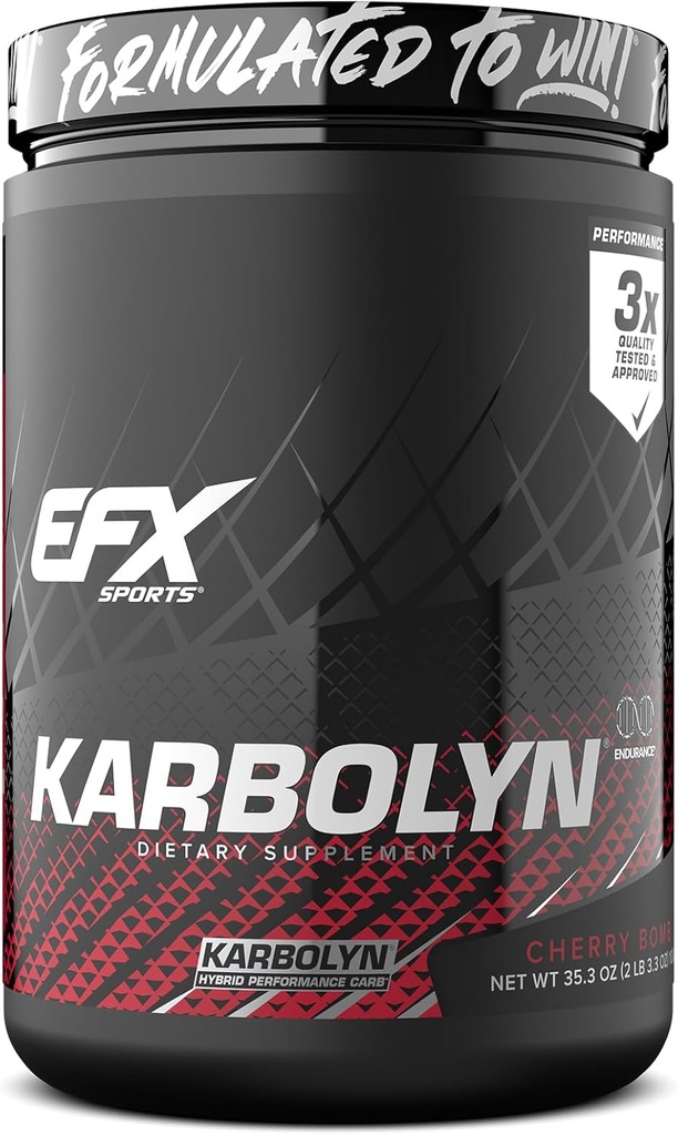EFX Sports Karbolyn Fuel | Fast-Absorbing Carbohydrate Powder | Carb Load, Sustained Energy, Quick Recovery | Stimulant Free | 19 Servings (Cherry Bomb)