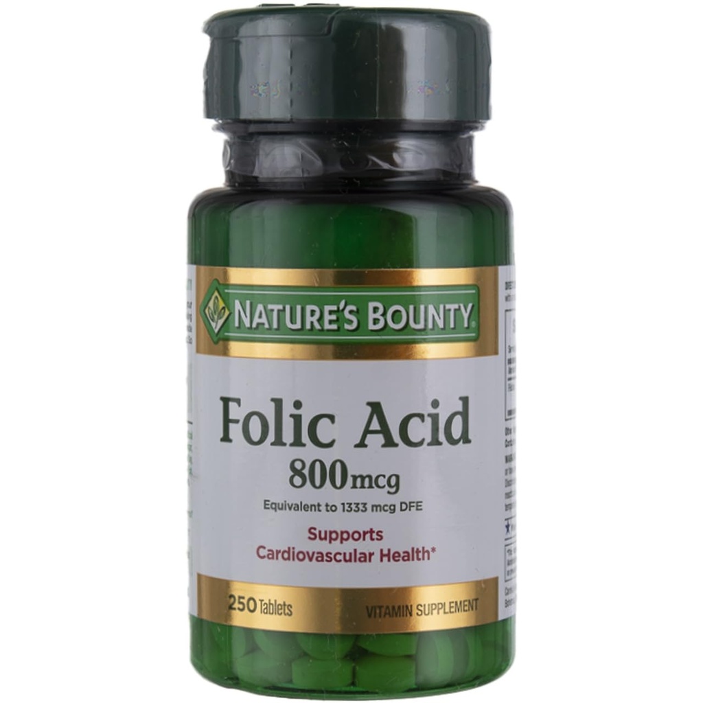 Nature's Bounty Folic Acid 800 mcg Tabs, 250 ct