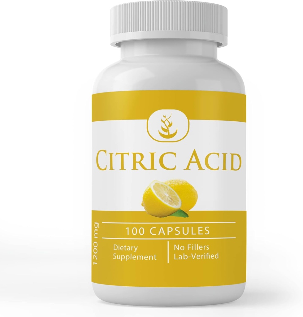 PURE ORIGINAL INGREDIENTS Citric Acid, (100 Capsules) Always Pure, No Additives Or Fillers, Lab Verified