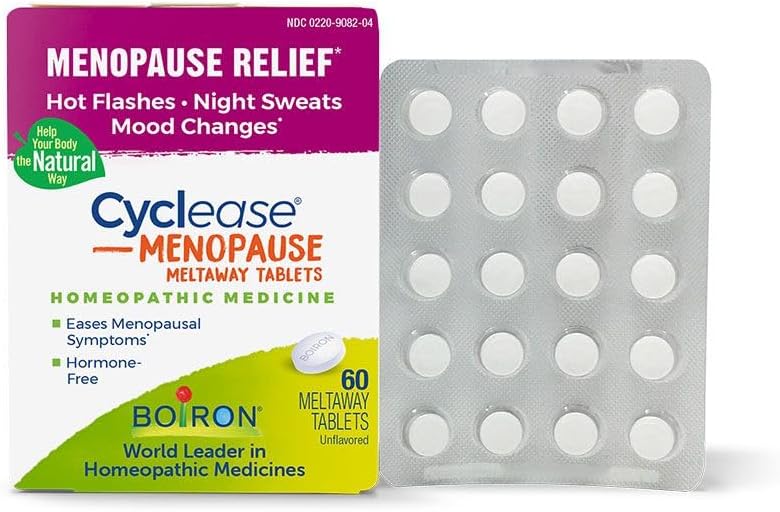 Boiron Cyclease Menopause Tablets for Relief of Hot Flashes, Night Sweats, Irritability, and Mood Swings - 60 Count