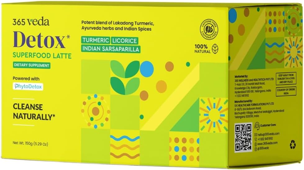 Detox Ultimate Cleanse Immunity Latte Turmeric Licorice Sariva for Men & Women, 100% Natural Herbal Detox, Energy Gluten-Free, May Supports Healthy Digestion, On-The-Go Sachets(30 Count)
