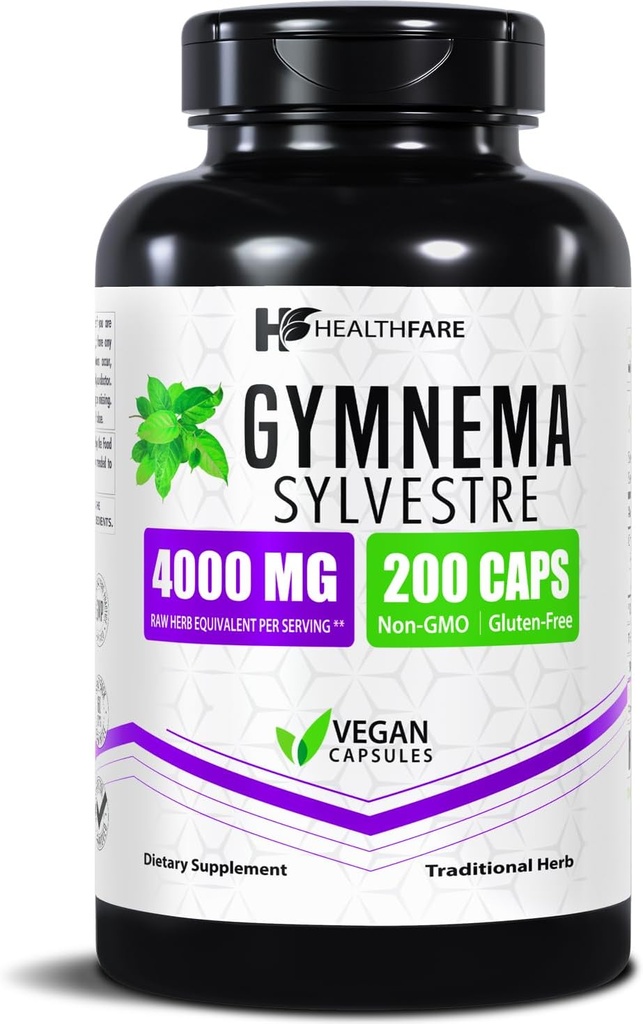 Gymnema Sylvestre Supplement Extract 4000mg | 200 Vegan Capsules | Standardized Herbal Supplement for Metabolic Balance & Carbohydrate Support | Non-GMO, Gluten-Free | Made in USA