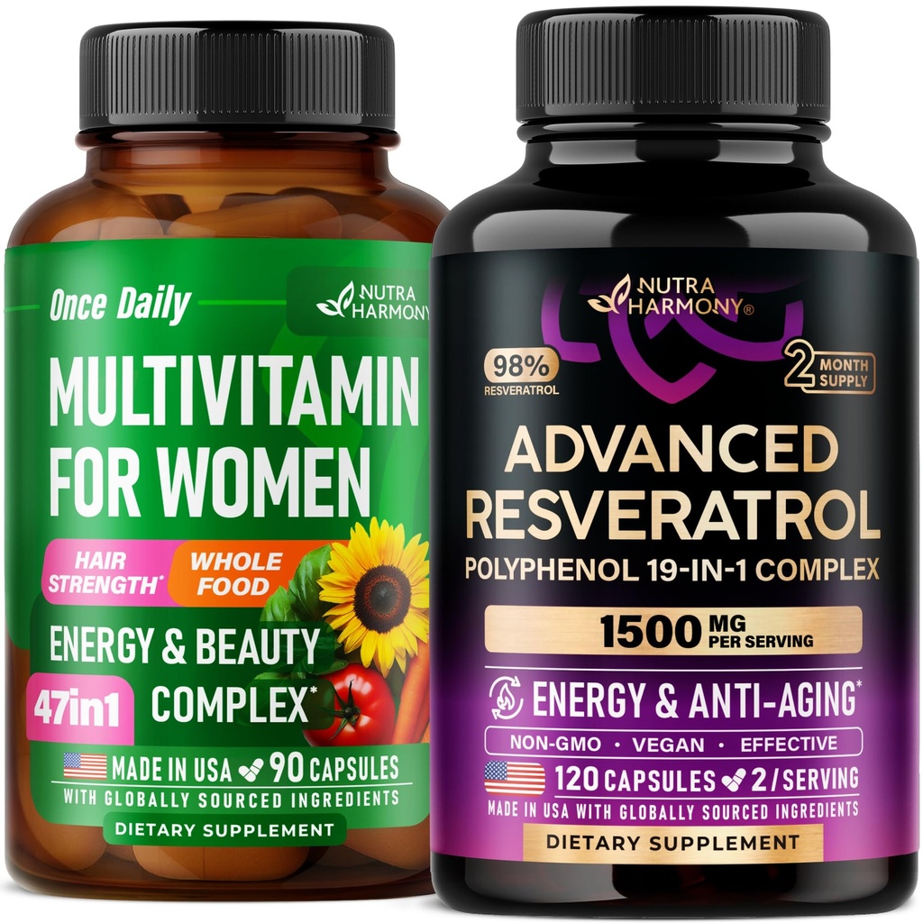 NUTRAHARMONY Multivitamins for Women & Resveratrol Complex Capsules