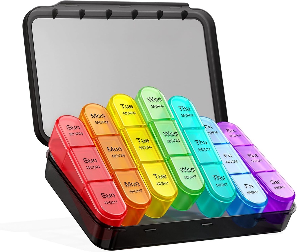 Pill Organizer 3X a Day - Medicine Pill Organizer - Weekly Pill case - Daily Pill Box 7 Day Organizer Container for Vitamins and Medication