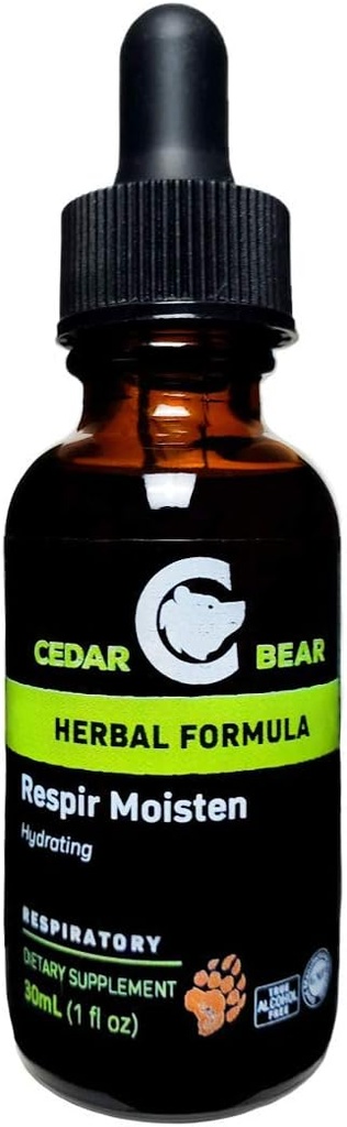 Cedar Bear Respir Moisten a Liquid Herbal Supplement That Moisturizes and Soothes Irritated Respiratory Tissues and Relieves Occasional Dry Coughs 1 Fl Oz