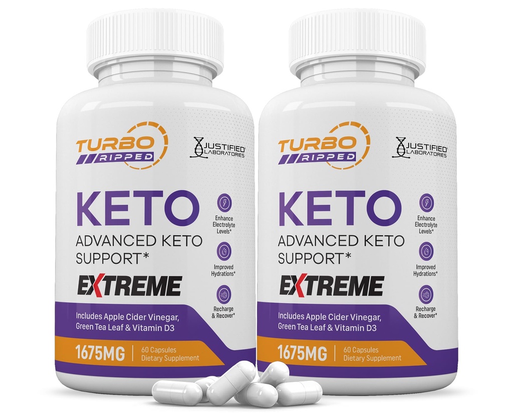 (2 Pack) Turbo Ripped Keto ACV Extreme Pills 1675MG Keto Support Blend Capsule Alternative to Keto ACV Formulated with Apple Cider Vinegar Extra Virgin Olive Oil Powder Green Tea Leaf 120 Capsules