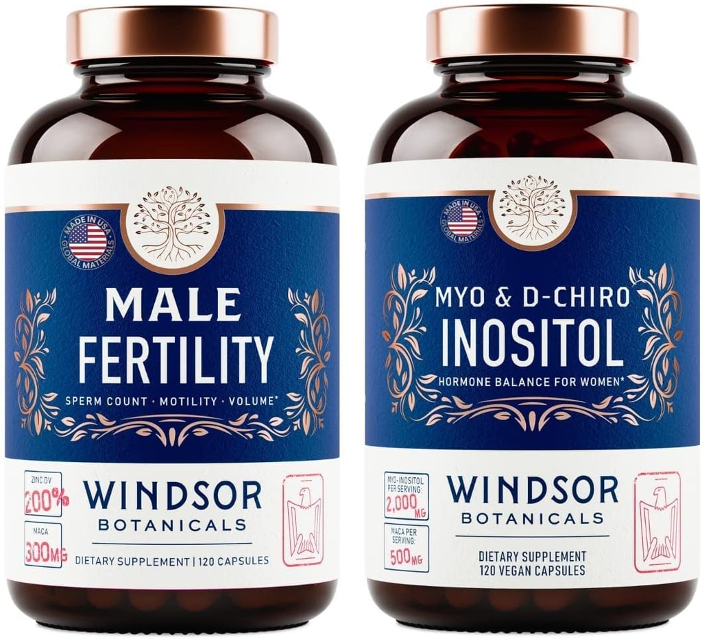 WINDSOR BOTANICALS Male Fertility and Inositol Supplement Fertility and Pregnancy Support Bundle
