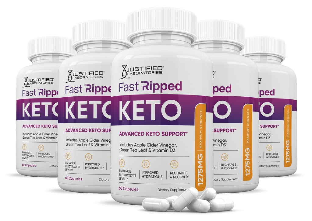 (5 Pack) Fast Ripped Keto ACV Pills 1275MG Keto Support Blend Capsule Alternative to Keto ACV Gummies Formulated with Apple Cider Vinegar Extra Virgin Olive Oil Powder Green Tea Leaf 300 Capsules