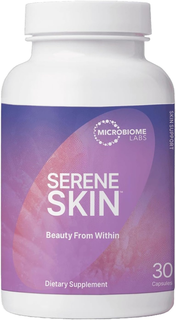 Microbiome Labs SereneSkin - Spore Based Probiotic Complex with Vitamin K2 MK7 for Skin Clarity & Gut Health Support - Daily Probiotic Skincare - Soothe The Gut-Skin Axis (30 Capsules)