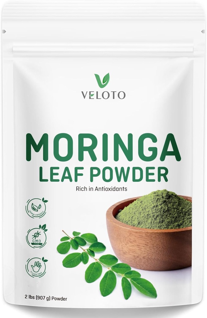 Moringa Leaf Powder, Moringa Oleifera Powder Natural Antioxidants & Vitamin Superfoods for Moringa Tea, Drink & Vegan Recipes, Moringa Powder for Hair, Gluten Free & Non-GMO, 2 Pounds