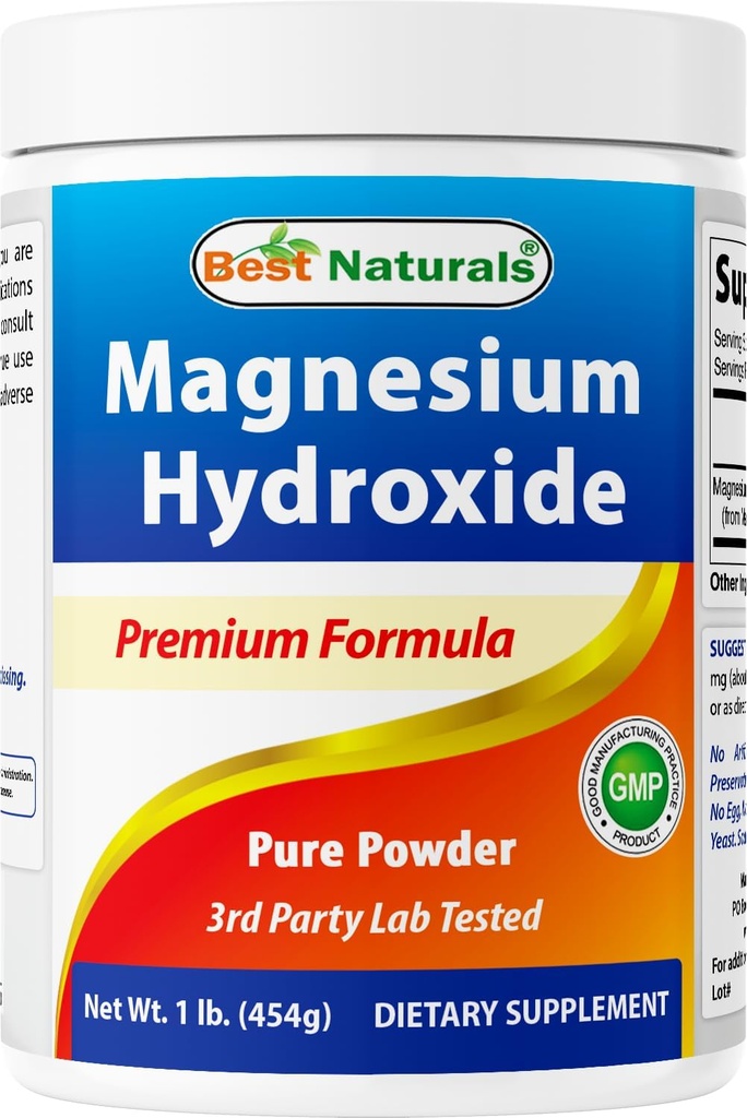 Best Naturals Magnesium Hydroxide Powder - 380mg of Elemental Magnesium per Serving - 454 Servings per Cotainer - 1 Pound