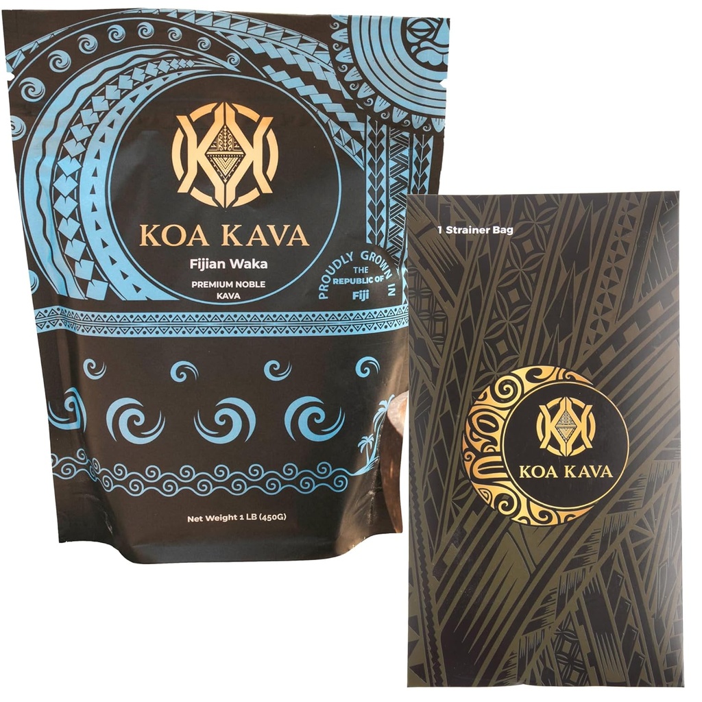 1 Pound Premium Fijian Waka Kava from Koa Kava with a Drawstring Kava Strainer to make Kava Tea