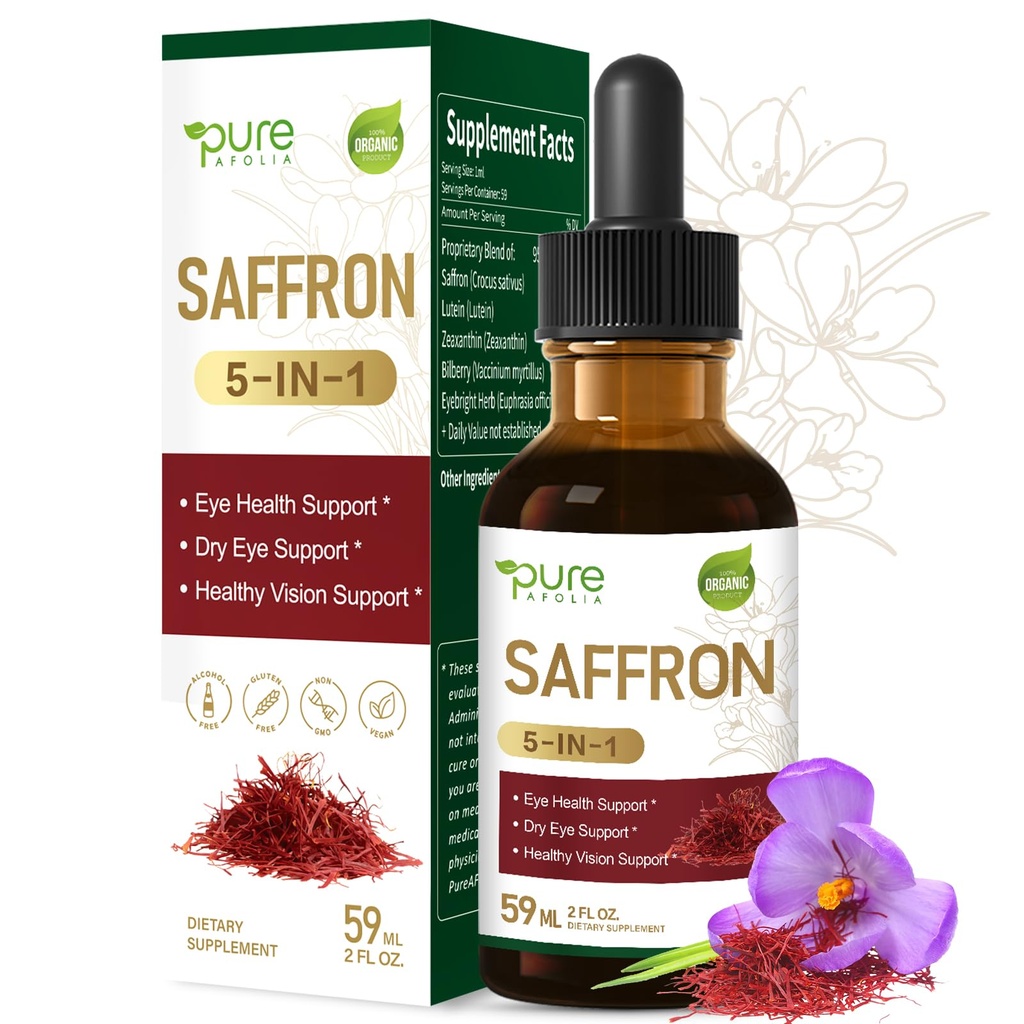 Saffron Tincture with Bilberry Lutein Zeaxanthin - High Potency Liquid for Eye Health, Healthy Vision & Dry Eye Support. 2oz